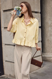 Cicy Bell Womens Beige Cropped Shirts