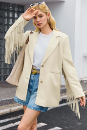 Cicy Bell Womens Beige Fringe Jacket