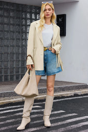 Cicy Bell Womens Beige Fringe Jacket