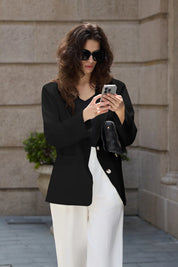 Cicy Bell Womens Black Casual Blazers