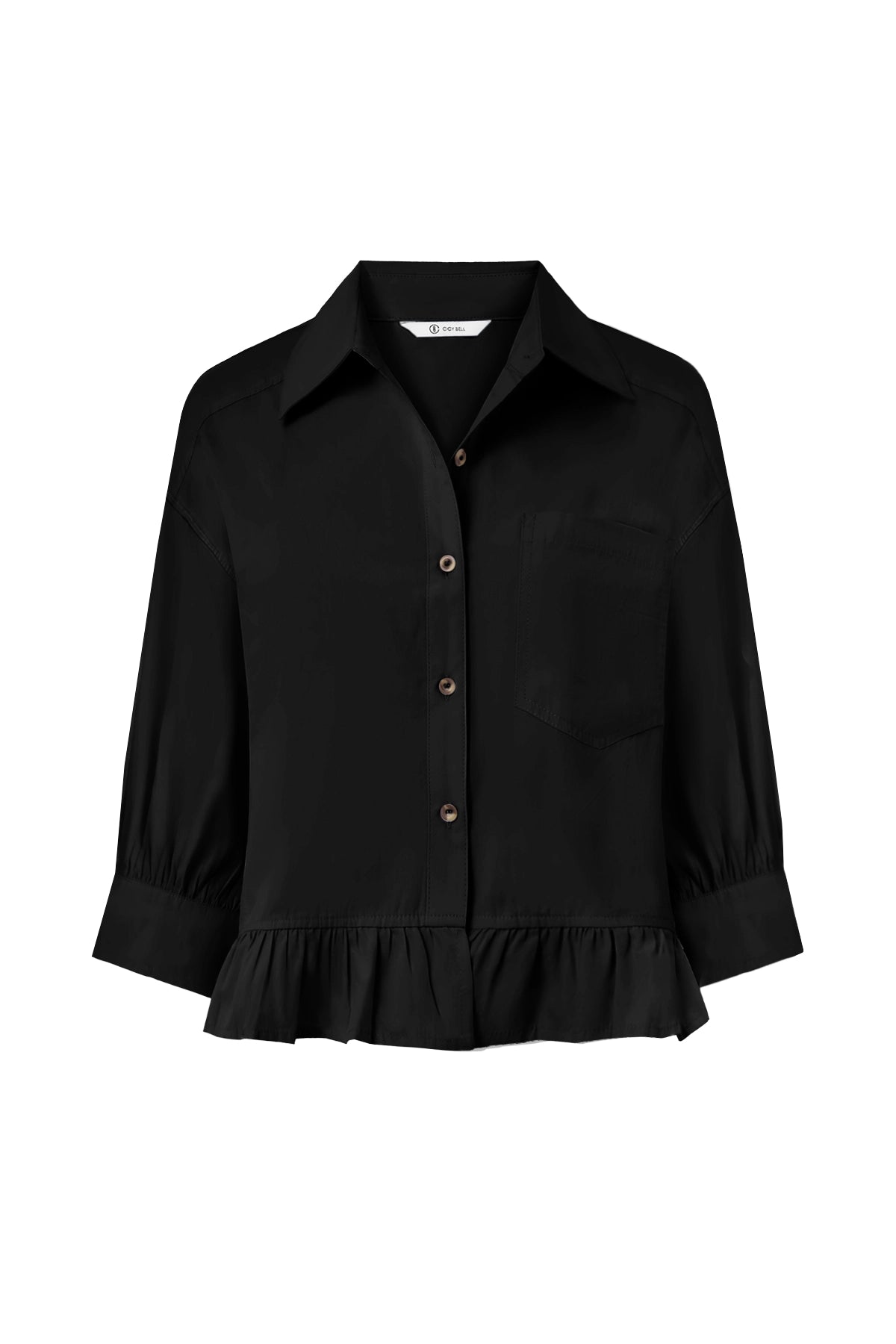 Cicy Bell Womens Black Cropped Shirts