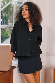 Cicy Bell Womens Black Cropped Shirts