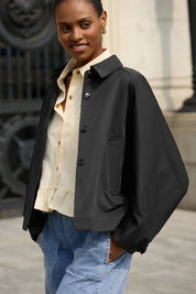 Cicy Bell Womens Black Cropped Trench Coat