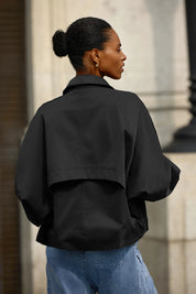 Cicy Bell Womens Black Cropped Trench Coat