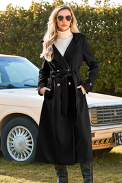 Cicy Bell Womens Black Long Hooded Coat