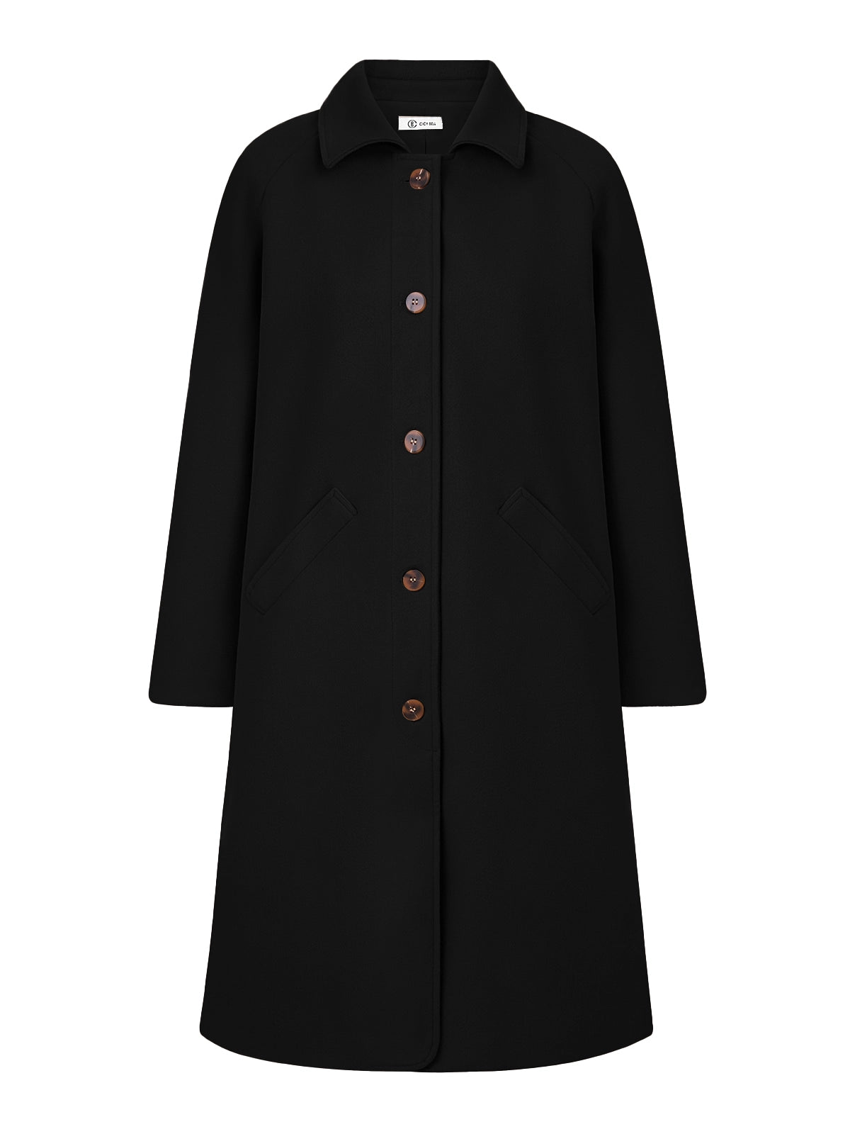 Cicy Bell Womens Black Pea Coat