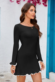 Cicy Bell Womens Black Ruffle Mini Dress