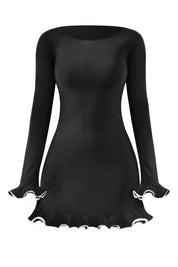 Cicy Bell Womens Black Ruffle Mini Dress