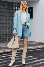 Cicy Bell Womens Blue Fringe Jacket