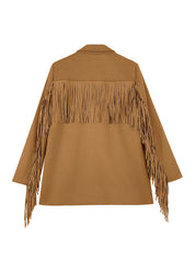 Cicy Bell Womens Brown Fringe Jacket