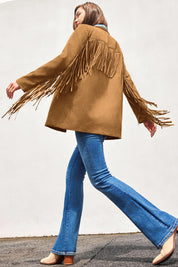 Cicy Bell Womens Brown Fringe Jacket