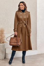 Cicy Bell Womens Brown Long Hooded Coat