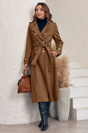 Cicy Bell Womens Brown Long Hooded Coat