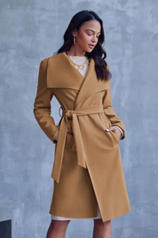 Cicy Bell Womens Brown Pea Coat