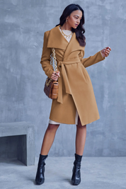 Cicy Bell Womens Brown Pea Coat