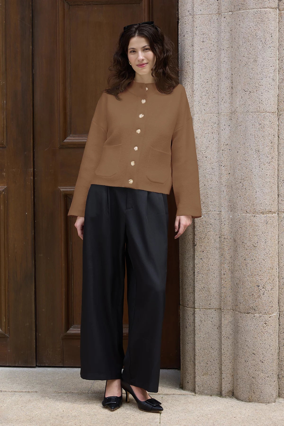 Cicy Bell Womens Camel Cardigans