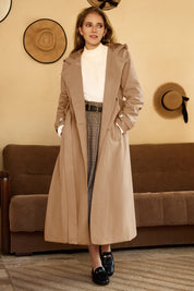 Cicy Bell Womens Camel Long Hooded Coat