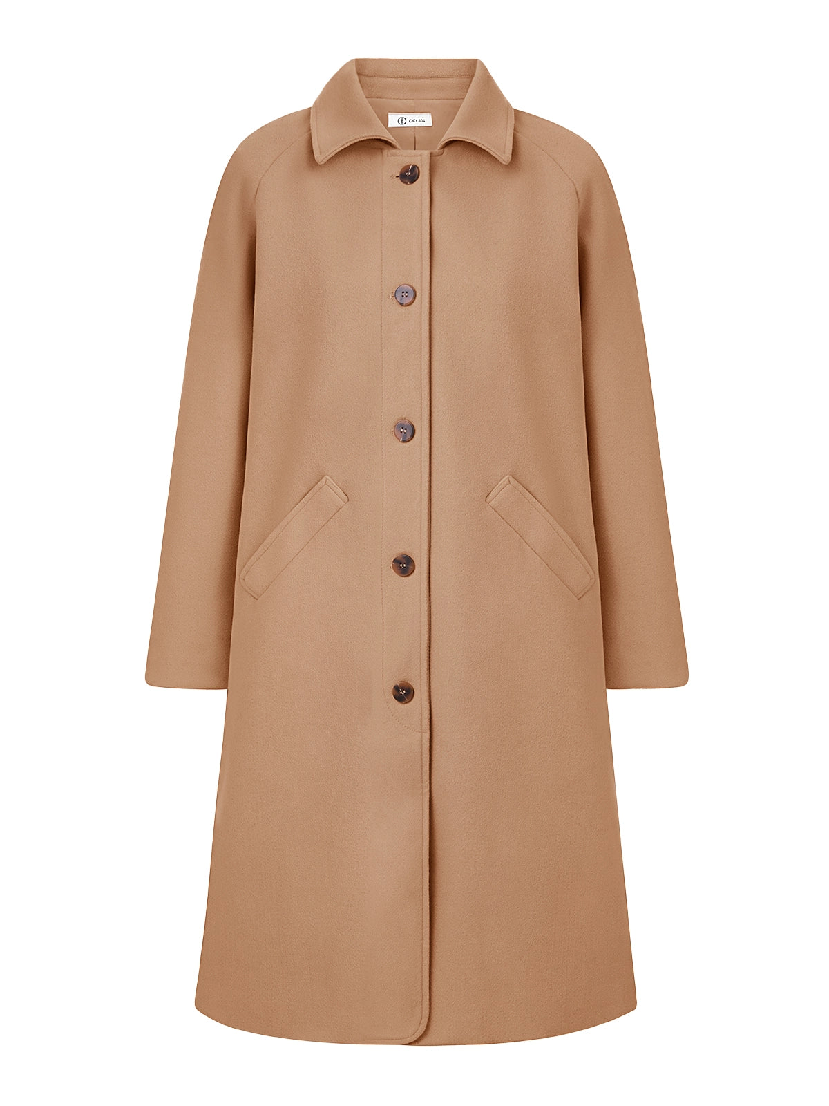 Cicy Bell Womens Camel Pea Coat