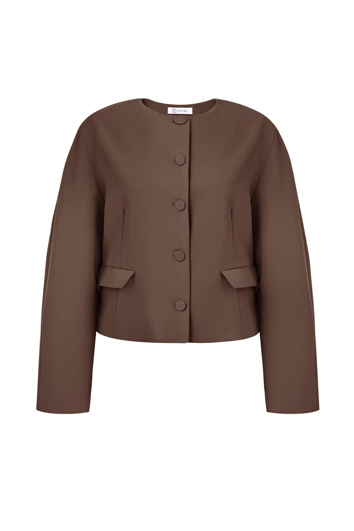 Cicy Bell Womens Coffee Cropped Blazer
