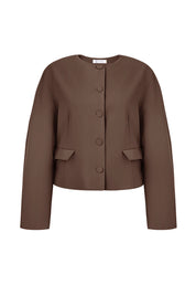 Cicy Bell Womens Coffee Cropped Blazer