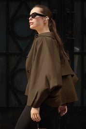 Cicy Bell Womens Dark Brown Cropped Trench Coat