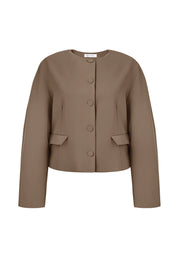 Cicy Bell Womens Dark Khaki Cropped Blazer