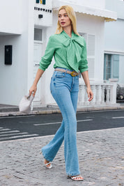 Cicy Bell Womens Green Plaid Shirts