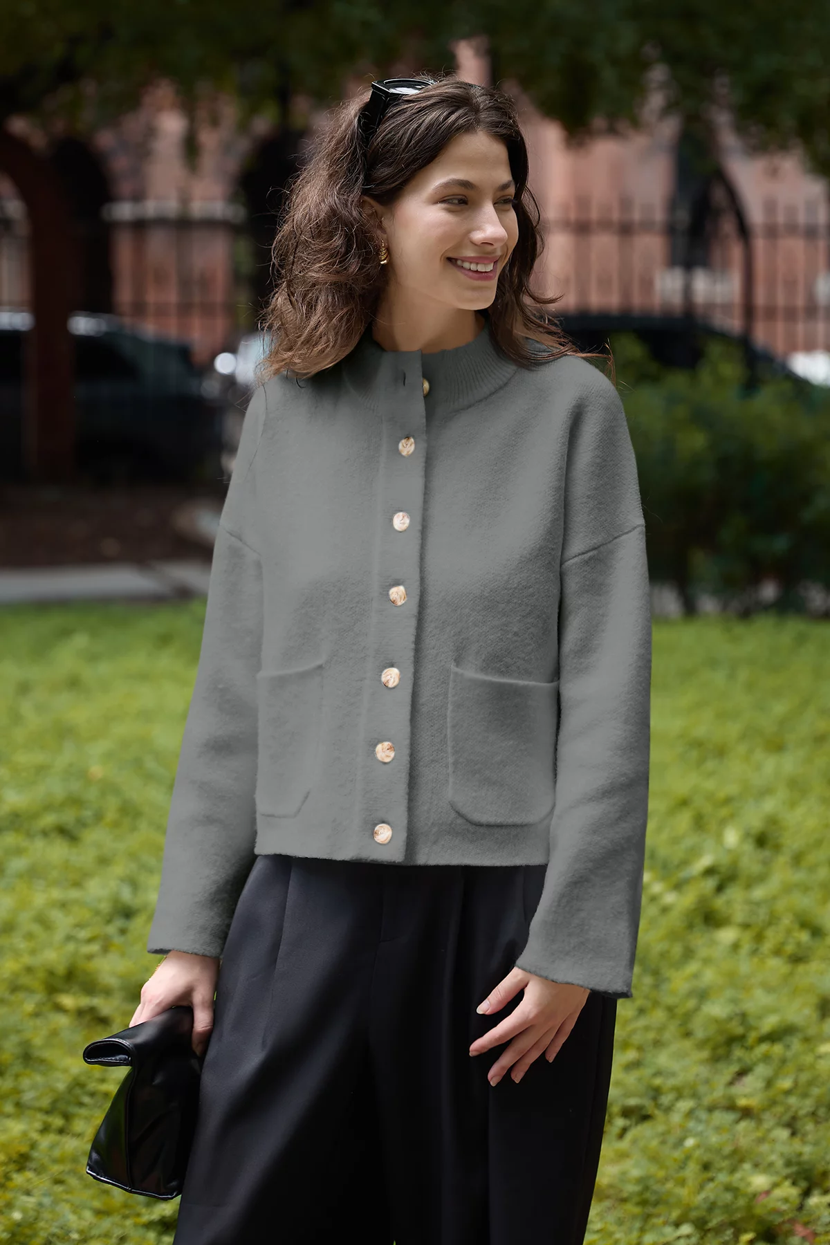 Cicy Bell Womens Grey Cardigans