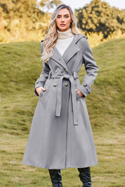 Cicy Bell Womens Grey Long Hooded Coat