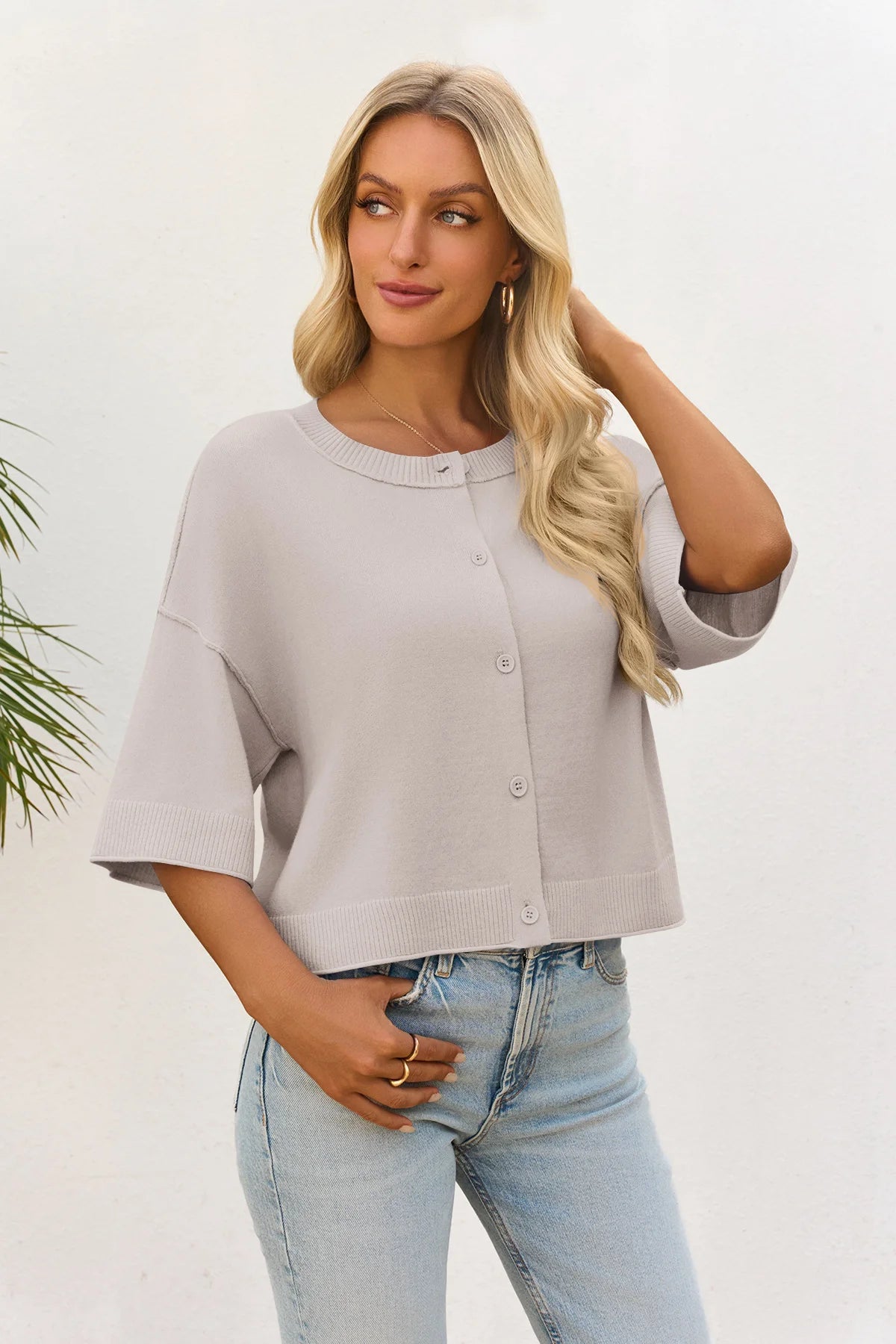 Cicy Bell Womens Khaki Cardigan Tops