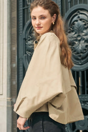 Cicy Bell Womens Khaki Cropped Trench Coat