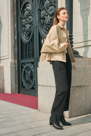 Cicy Bell Womens Khaki Cropped Trench Coat