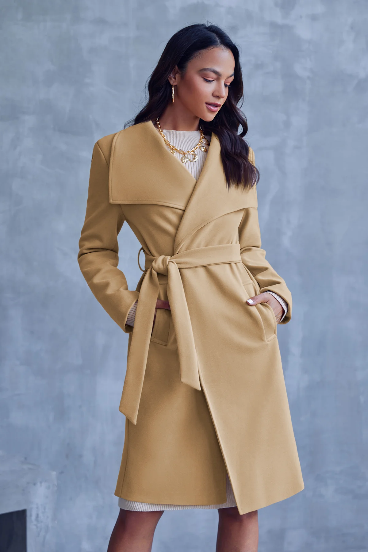 Cicy Bell Womens Khaki Pea Coat