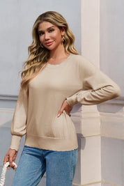 Cicy Bell Womens Khaki Pullover Tops