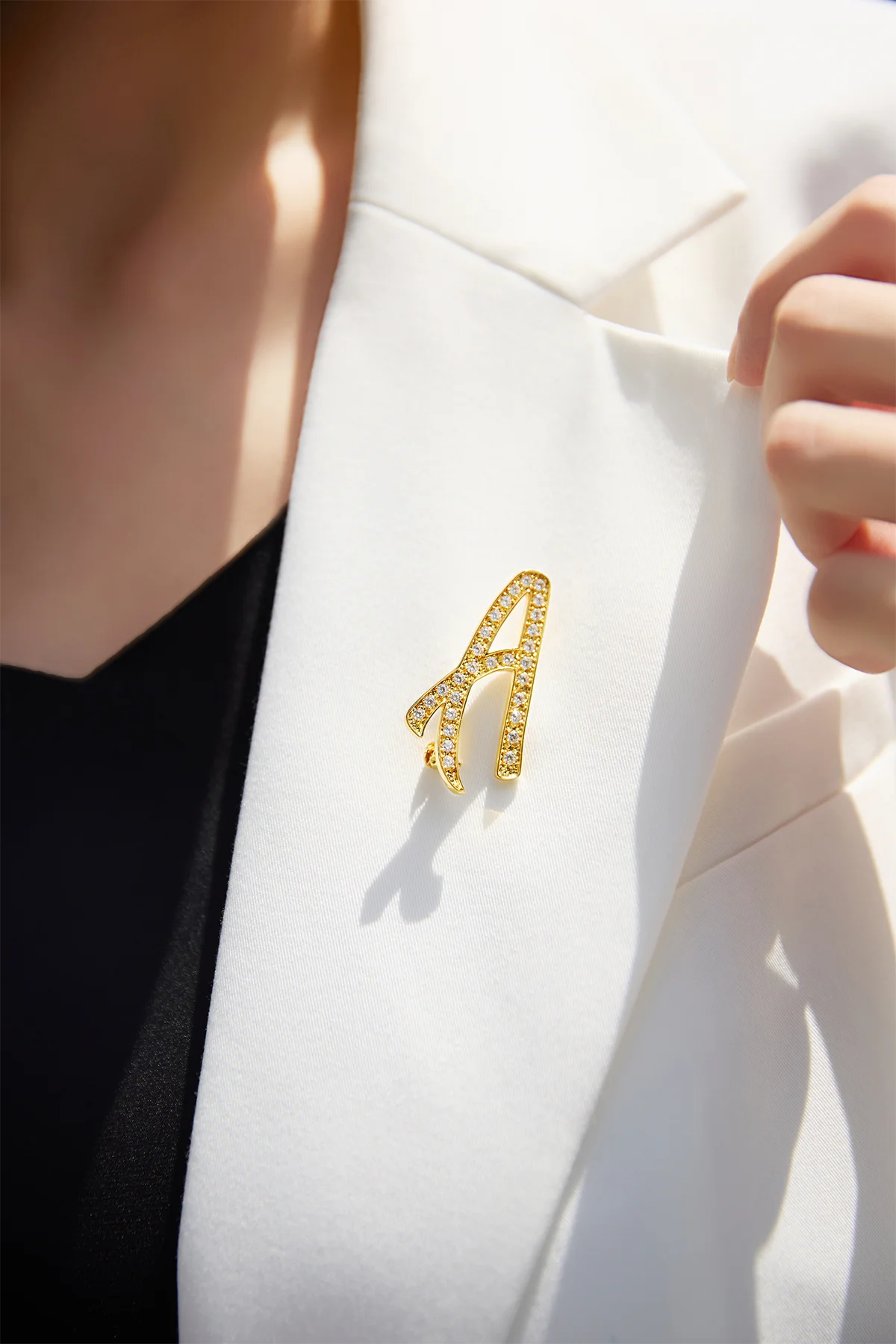 Cicy Bell Womens Letter A Gold Brooch Pins