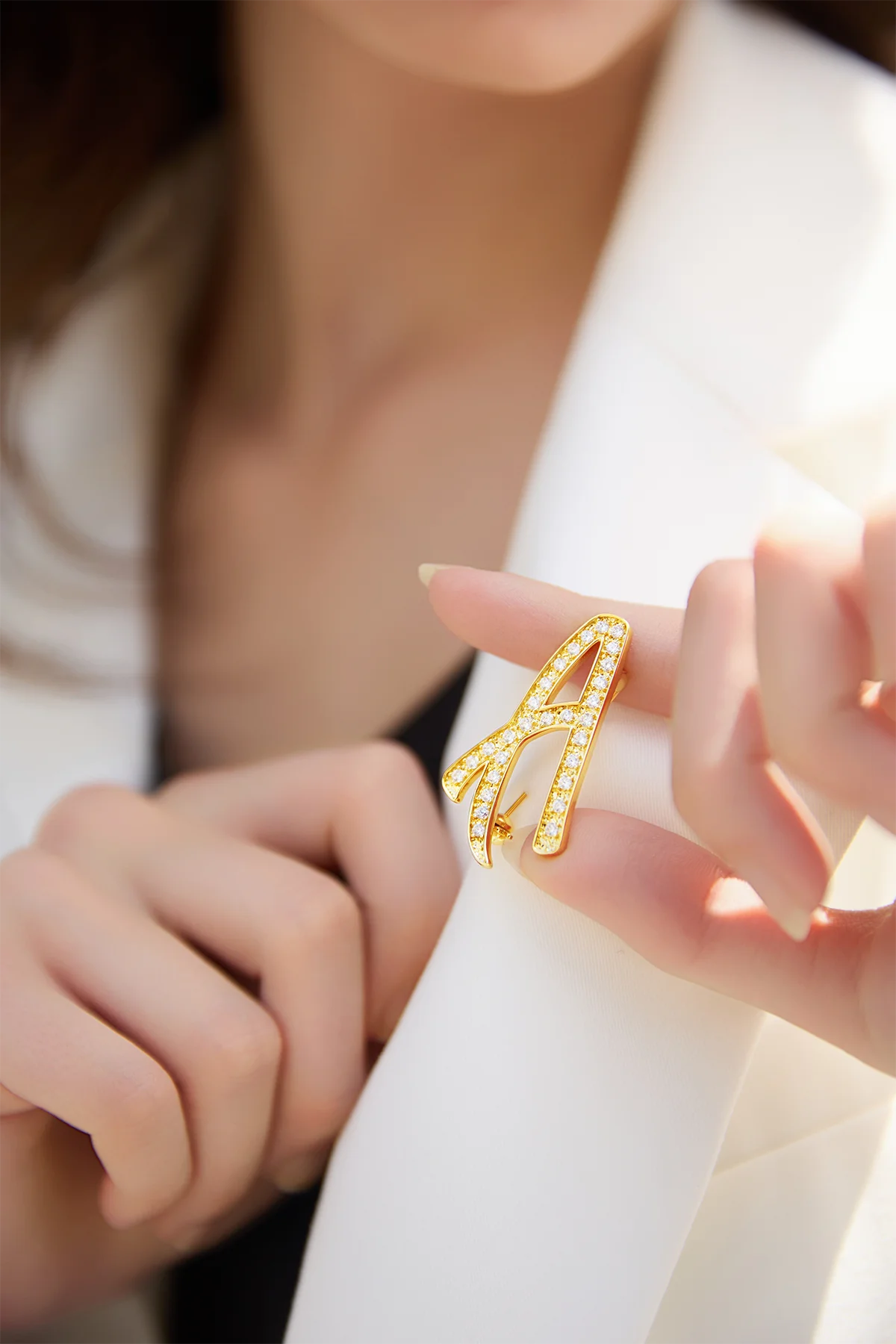 Cicy Bell Womens Letter A Gold Brooch Pins