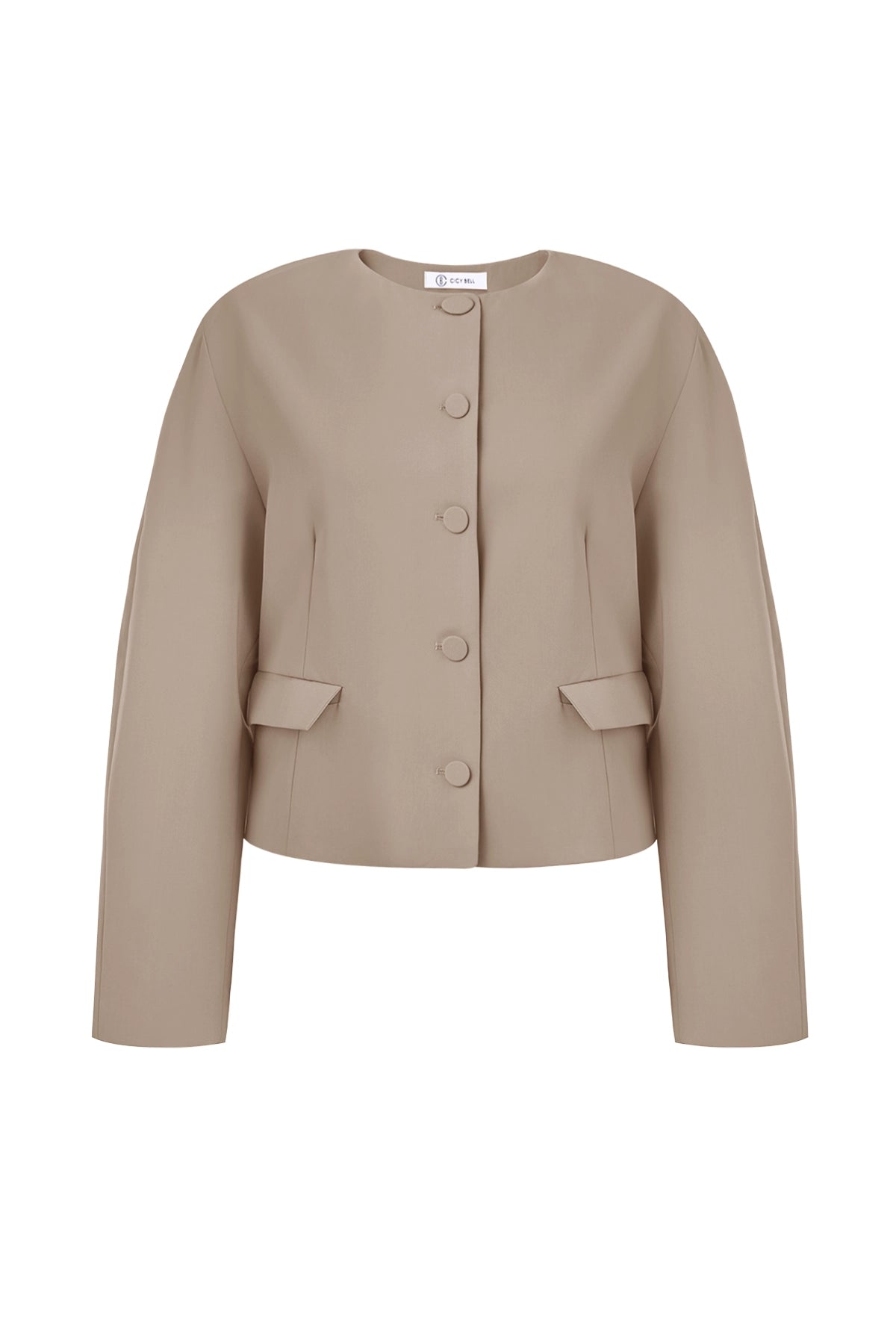 Cicy Bell Womens Light Khaki Cropped Blazer