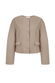 Cicy Bell Womens Light Khaki Cropped Blazer