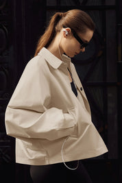 Cicy Bell Womens Light Khaki Cropped Trench Coat