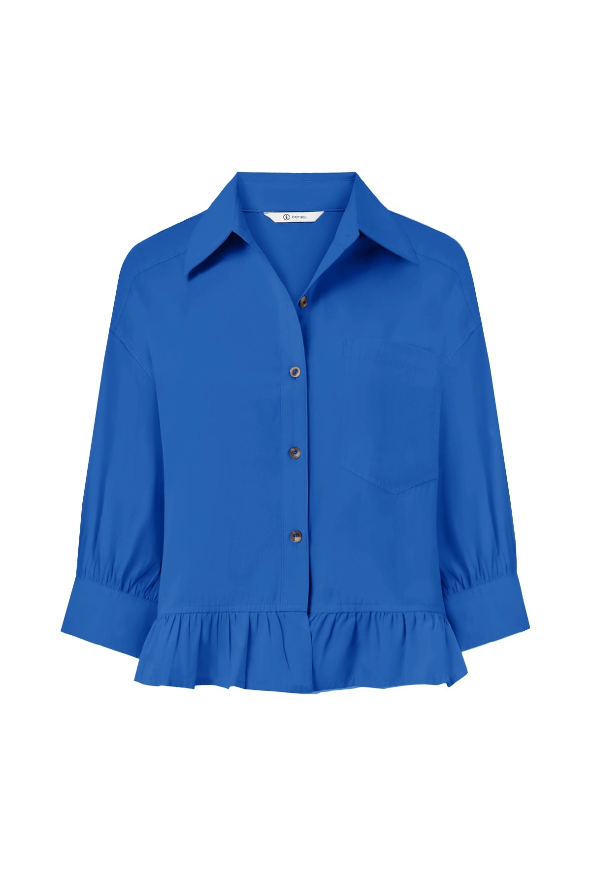 Cicy Bell Womens Royal Blue Cropped Shirts