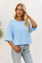 Cicy Bell Womens Sky Blue Cardigan Tops