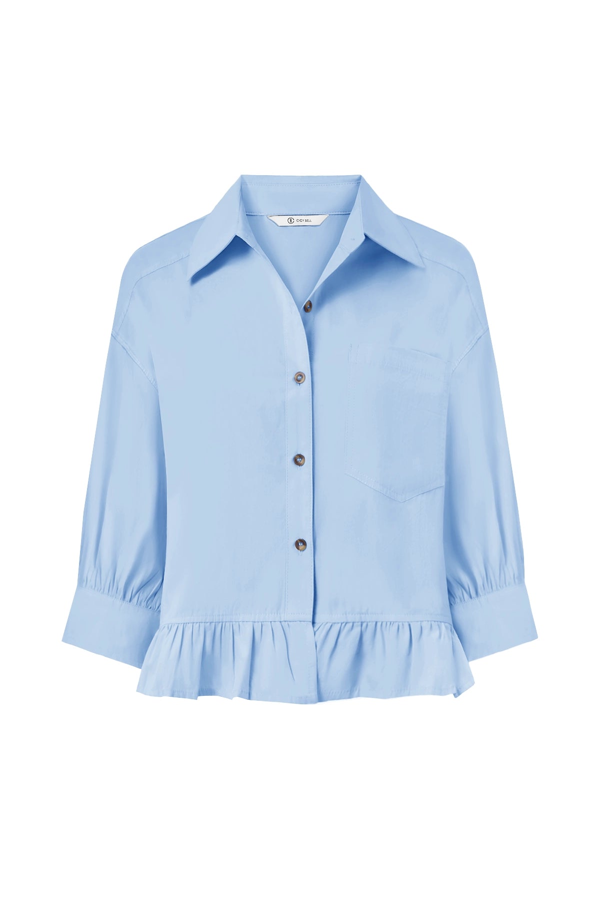Cicy Bell Womens Sky Blue Cropped Shirts