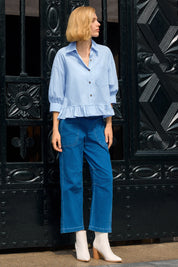 Cicy Bell Womens Sky Blue Cropped Shirts