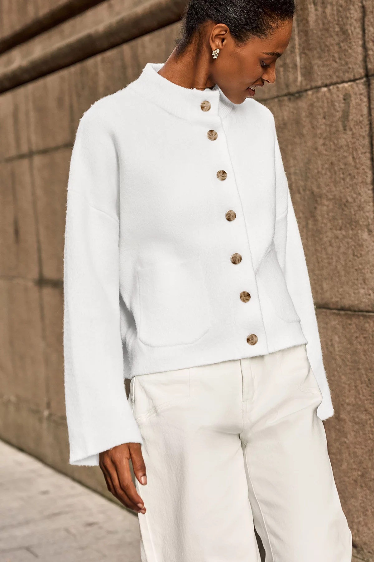 Cicy Bell Womens White Cardigans