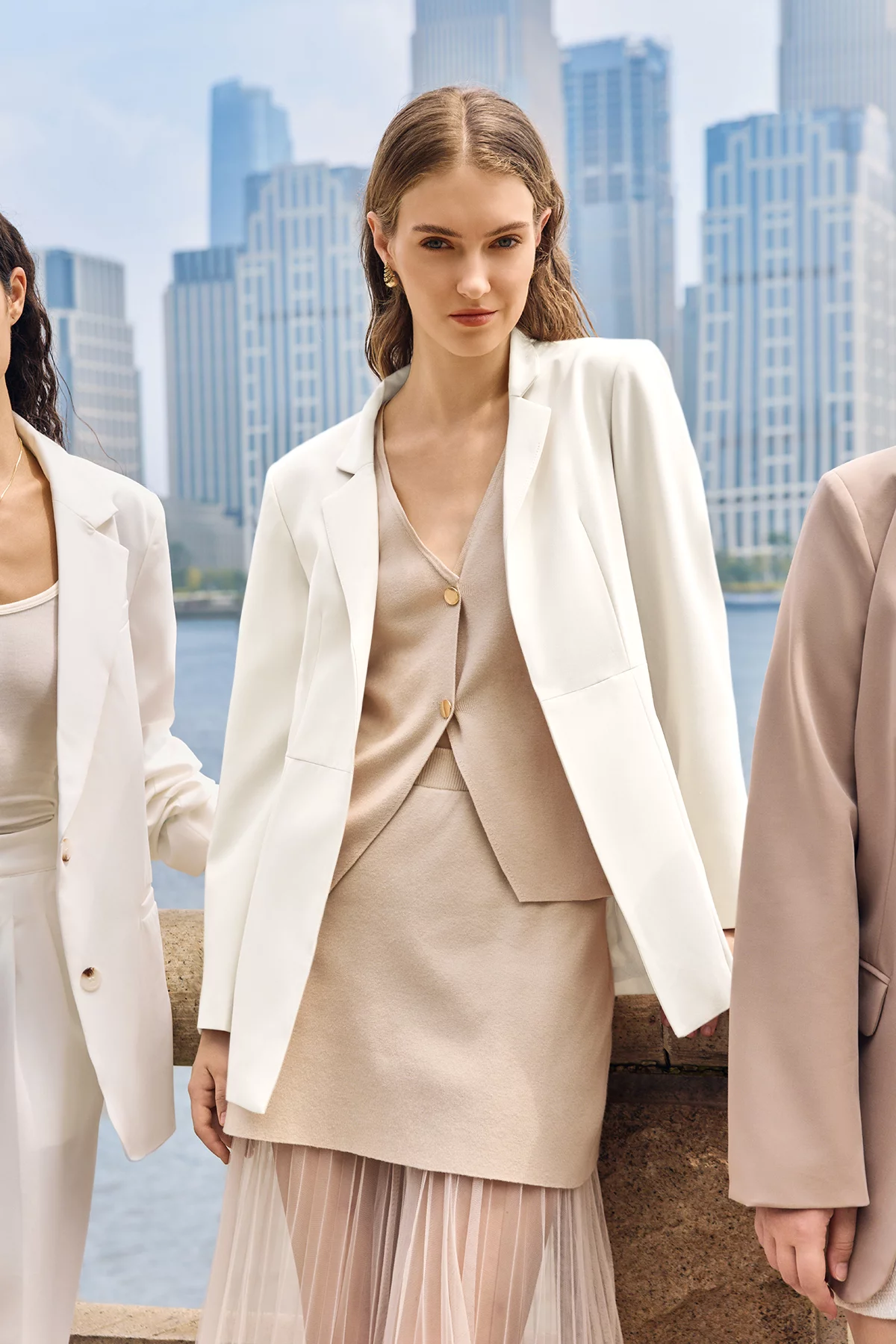 Cicy Bell Womens White Casual Blazers