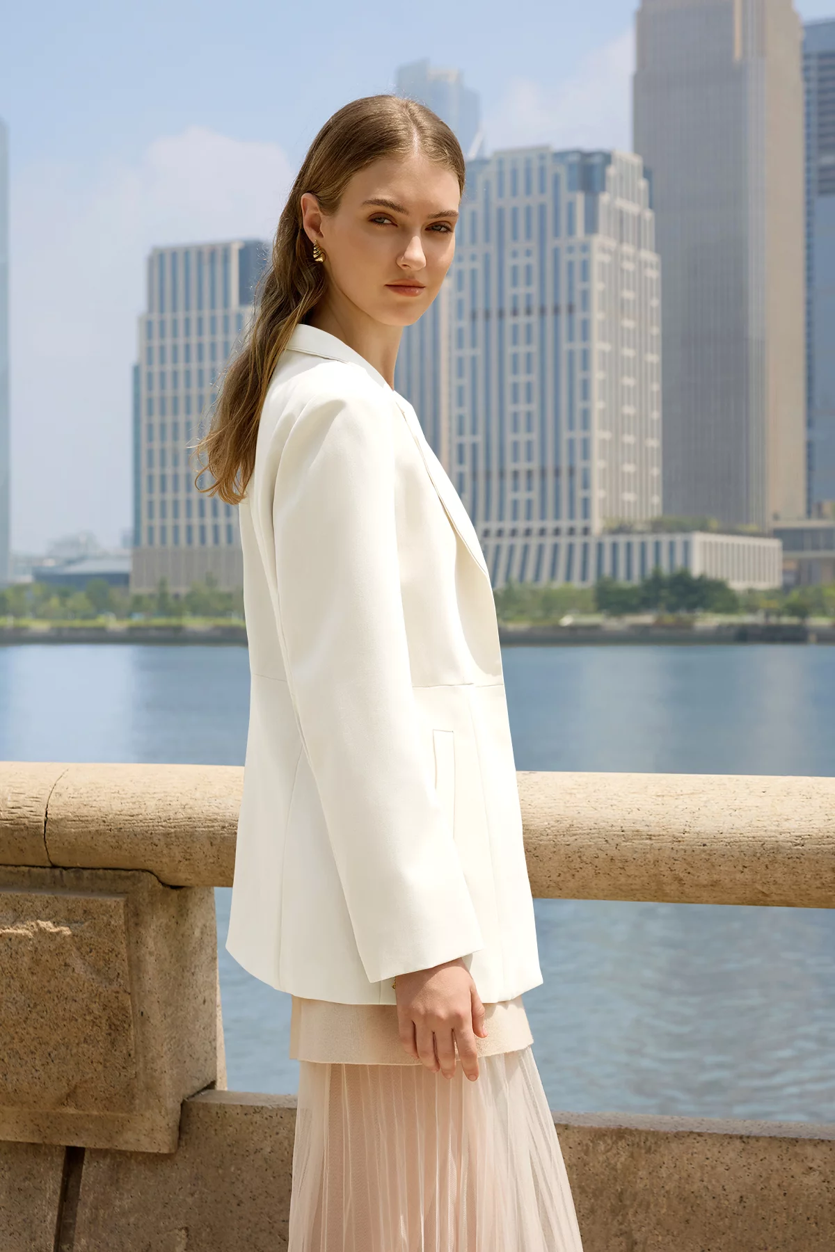 Cicy Bell Womens White Casual Blazers