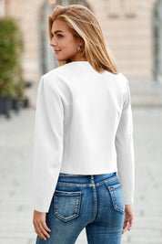 Cicy Bell Womens White Cropped Blazer