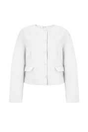Cicy Bell Womens White Cropped Blazer