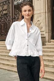 Cicy Bell Womens White Cropped Shirts