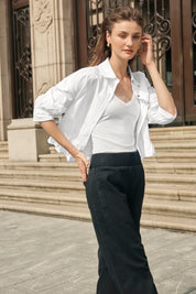 Cicy Bell Womens White Cropped Shirts